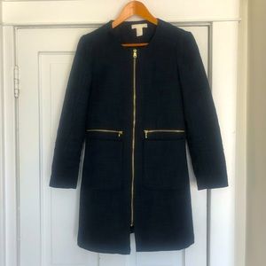 Fitted Navy Blue Top Coat